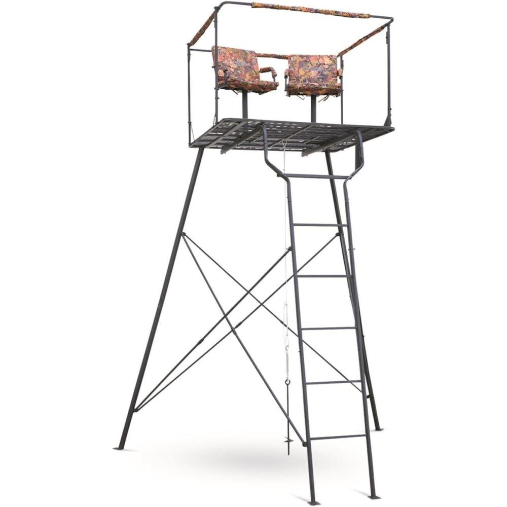 image:imageGuide Gear 12 Hunting Climbing Tree Stand Tower with Ladder 2 Person Treestand Hunting Gear Equipment and Accessories