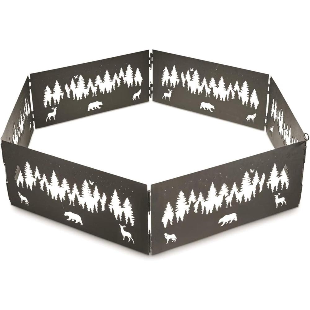 image:imageGuide Gear 36Inch Folding Portable Campfire Fire Pit Ring HeavyDuty Steel WoodBurning Firepit Liner for Outdoor Camping Bonfires Outside