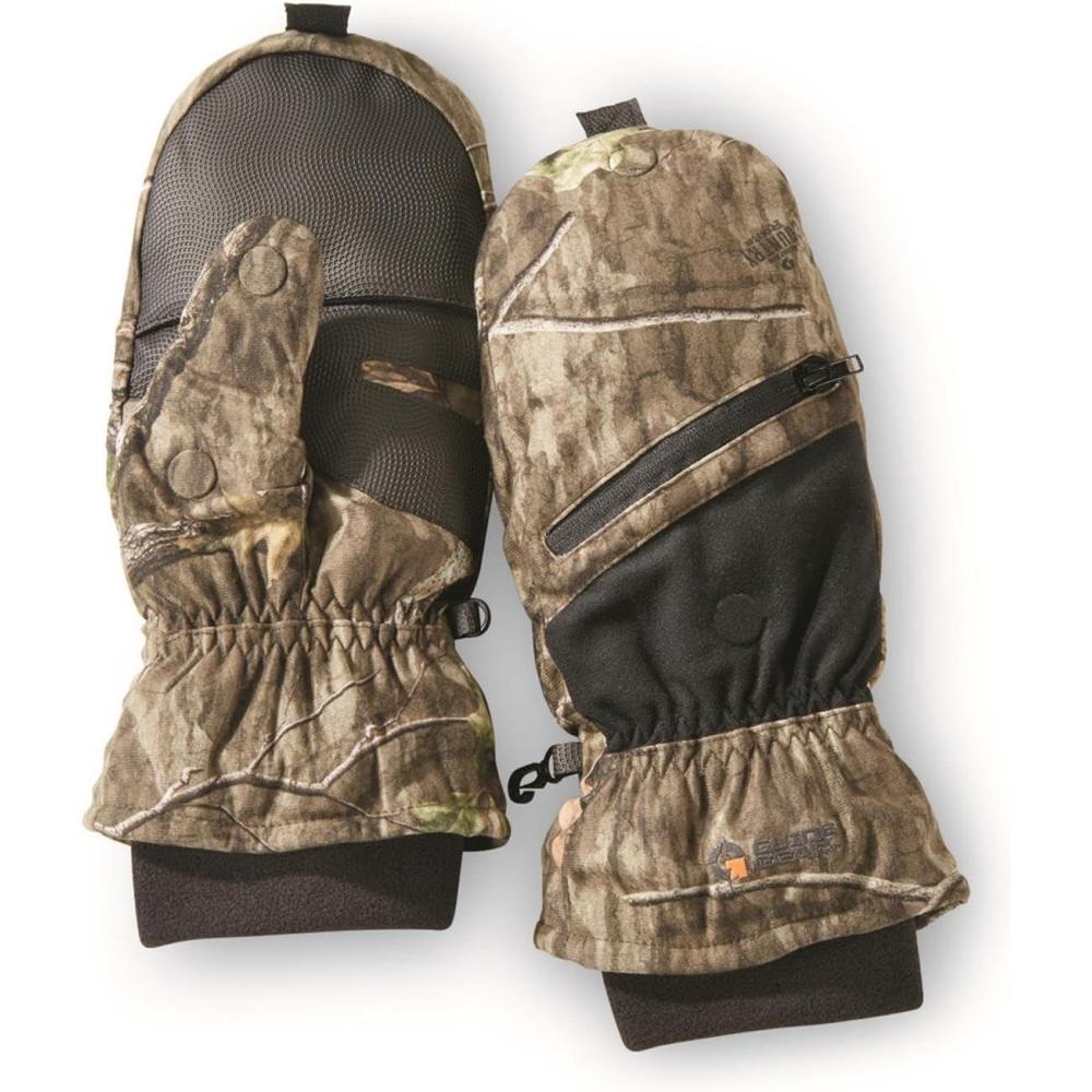 image:imageGuide Gear Brushed Tricot Insulated PopTop Mittens Winter Hunting Camo GlovesMossy Oak Roots