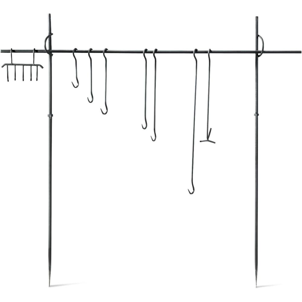 image:imageGuide Gear Campfire Cooking Equipment Set HeavyDuty Iron Side Posts Hooks Lid Lifter Utensil Holder and Poker