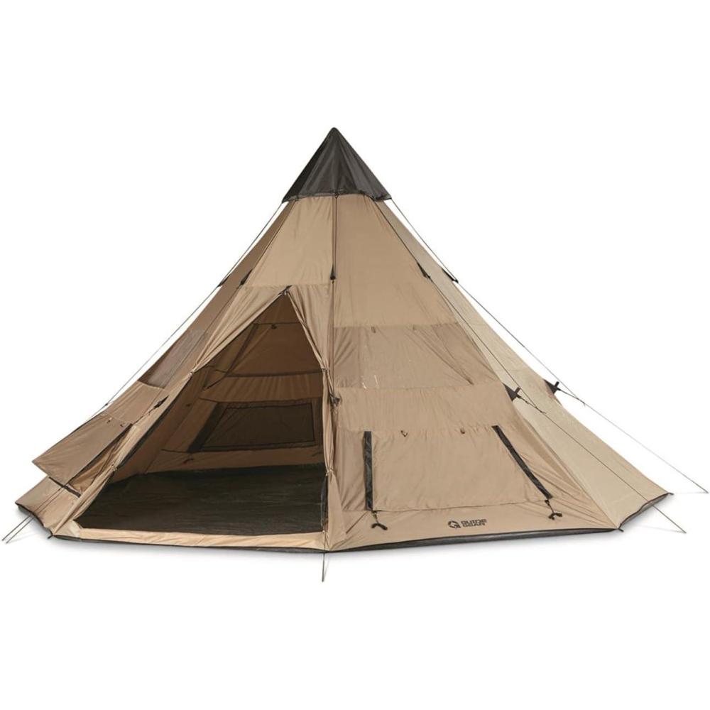 image:imageGuide Gear Camping Teepee Tent for Adults Outdoor Waterproof Family 8 Person 18 x 18