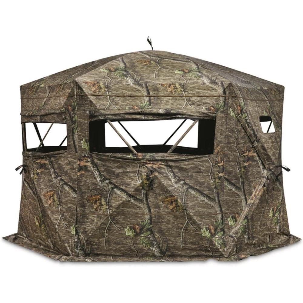 image:imageGuide Gear Educator Large Hunting Ground Blind SeeThrough 360 View 34 Person Tent Turkey Duck Deer Hunting Gear Equipment AccessoriesMossy Oak Country Roots