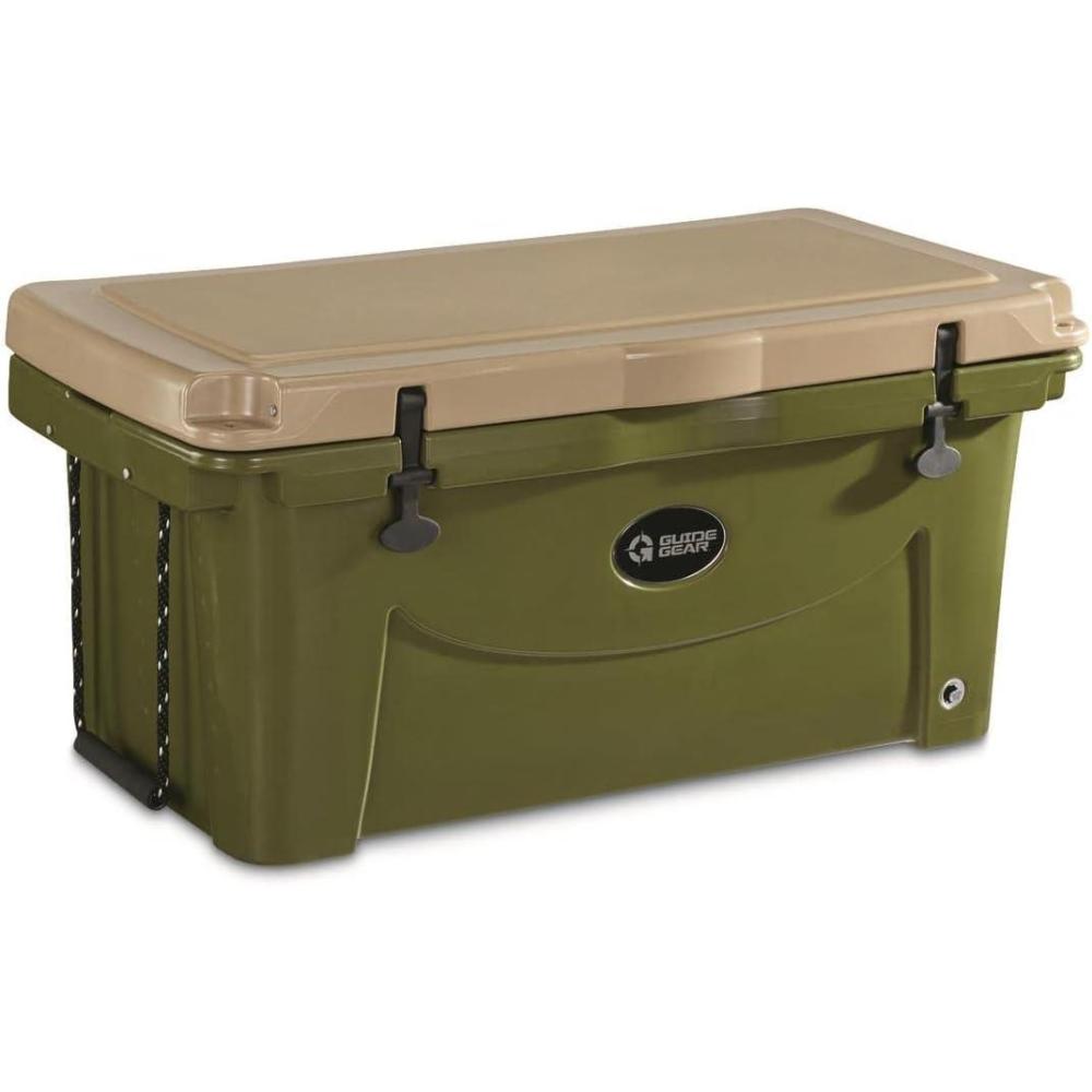 image:imageGuide Gear Ice Chest Camping Cooler Large and Rotomolded 90 Quart Grizzly Bear ResistantTanGreen
