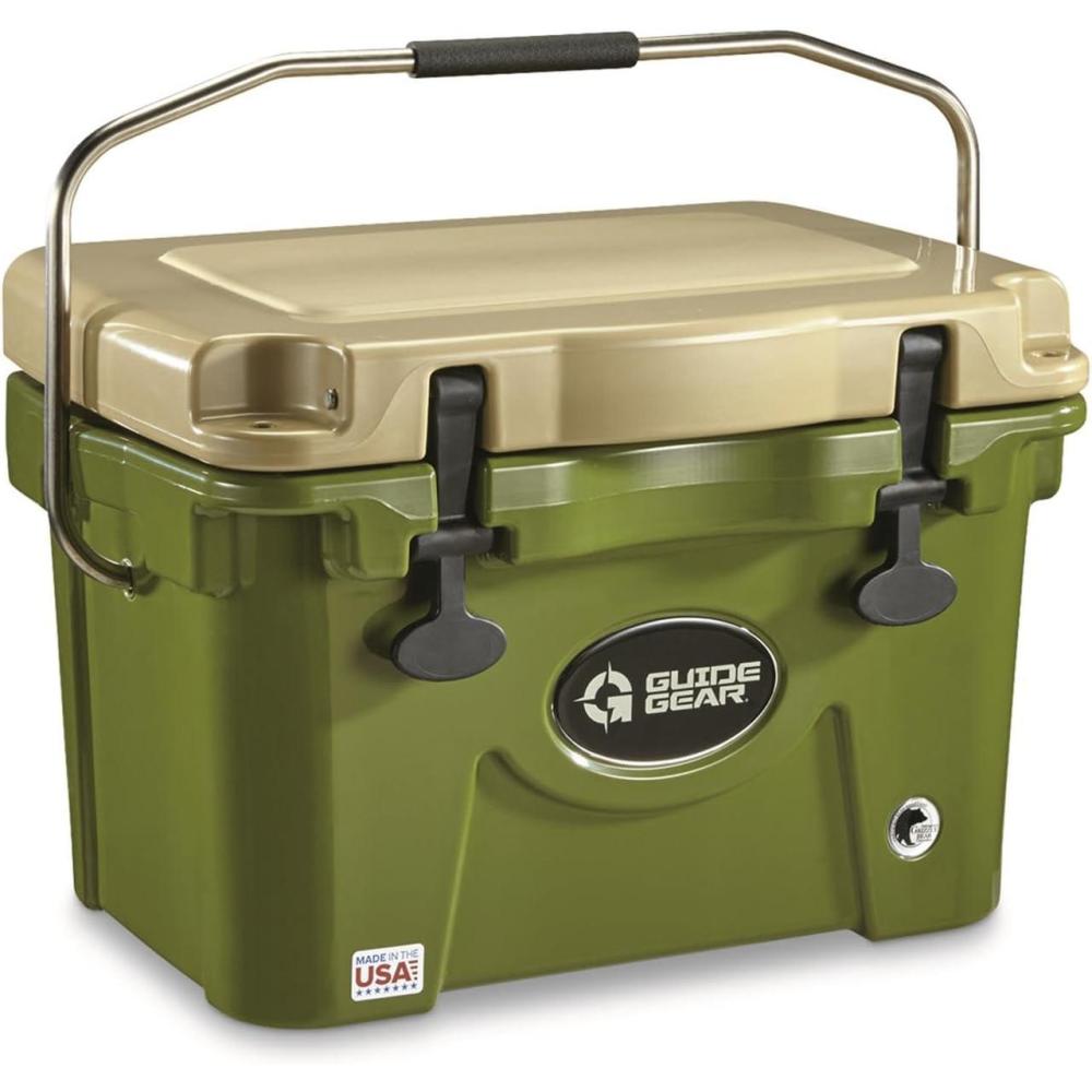 image:imageGuide Gear Insulated Hard Cooler for Outdoor Camping Hunting Keep Beverages and Drinks Chilled DryIce Compatible Made in USATanGreen