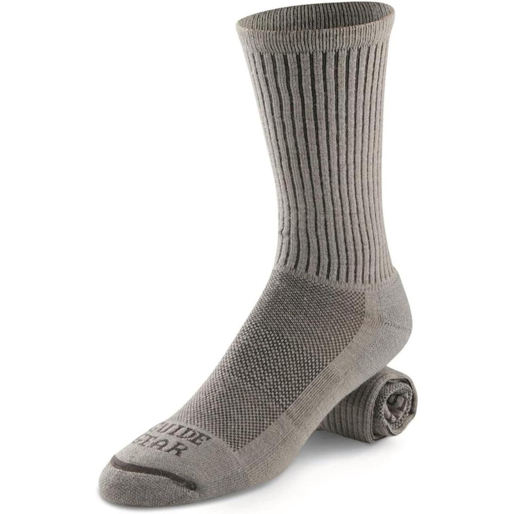 image:imageGuide Gear Lightweight Performance Crew Socks for Men and Women Outdoor Hiking Running Walking Trekking Sports 3 PairsGray