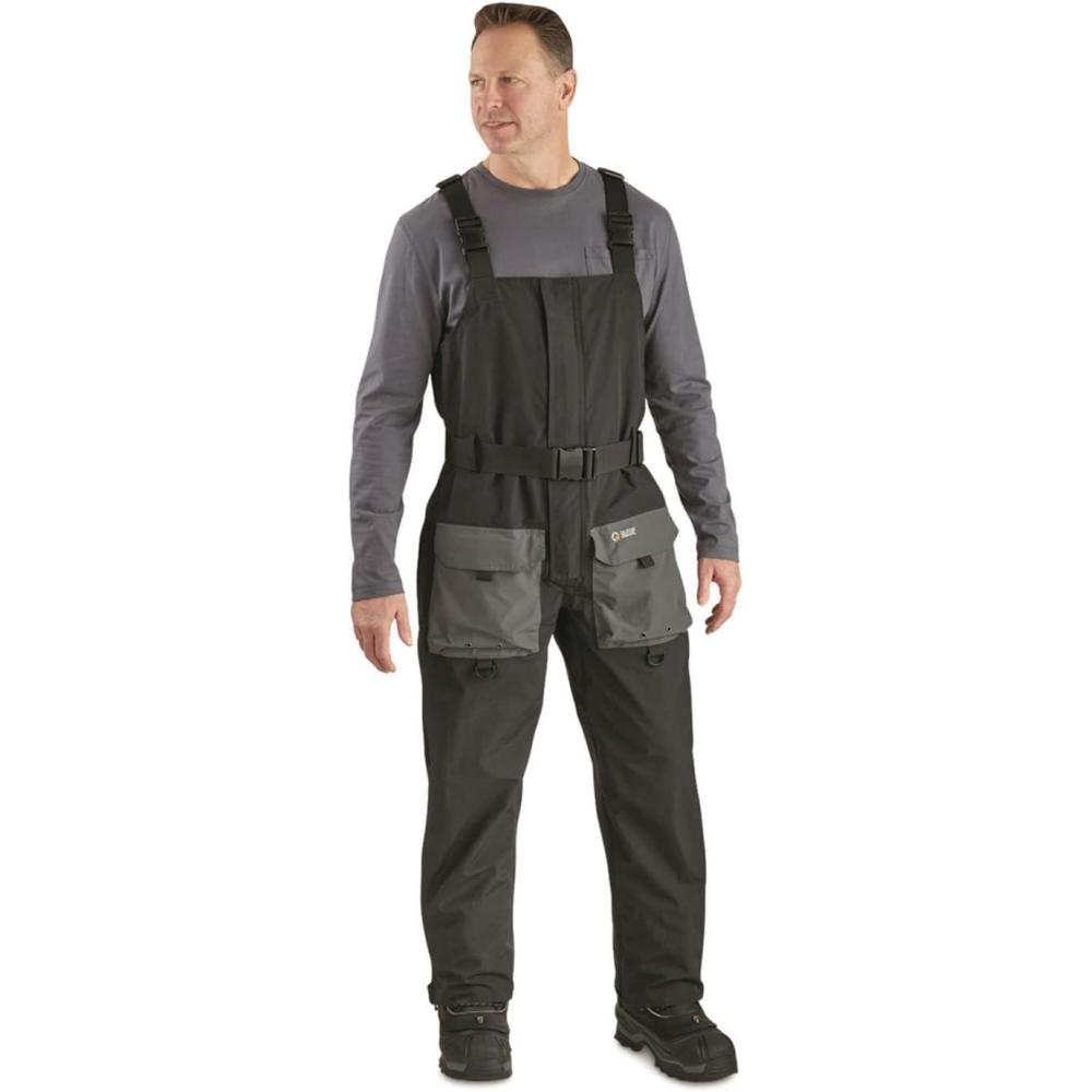 image:imageGuide Gear Mens Barrier Unlined Bibs Fishing Pants Breathable Waterproof and Heavy DutyBlackGray