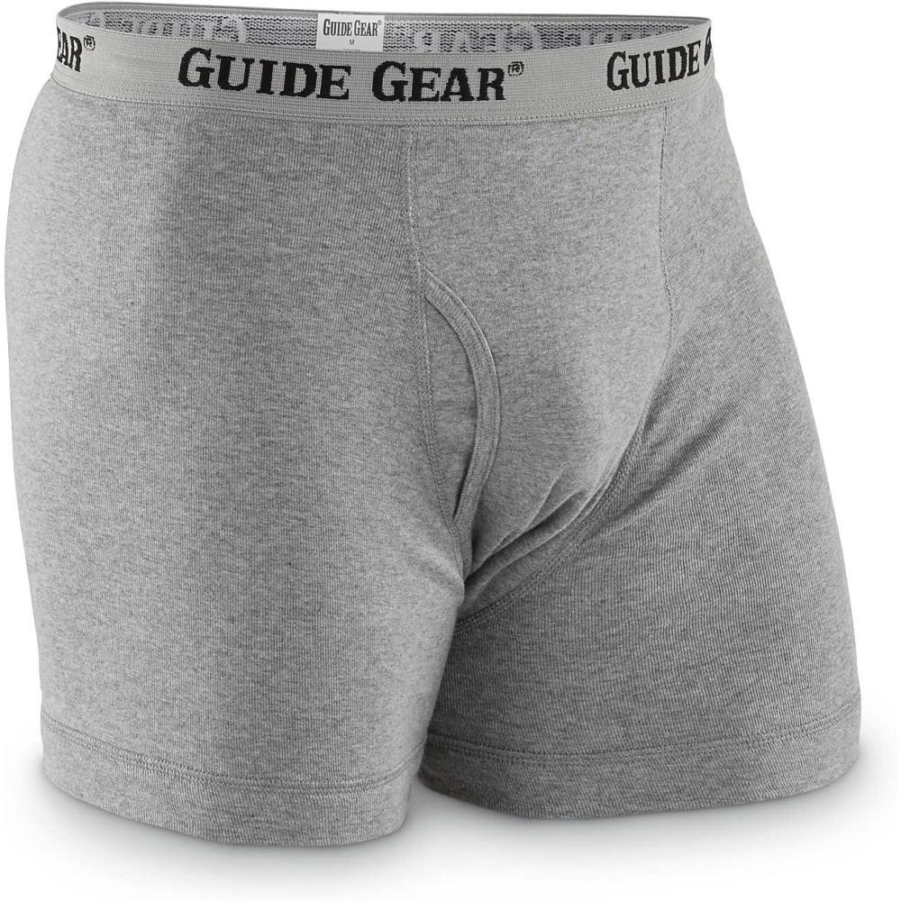 image:imageGuide Gear Mens Boxer Shorts Cotton Underwear Briefs 6 Pack with Elastic WaistbandGray