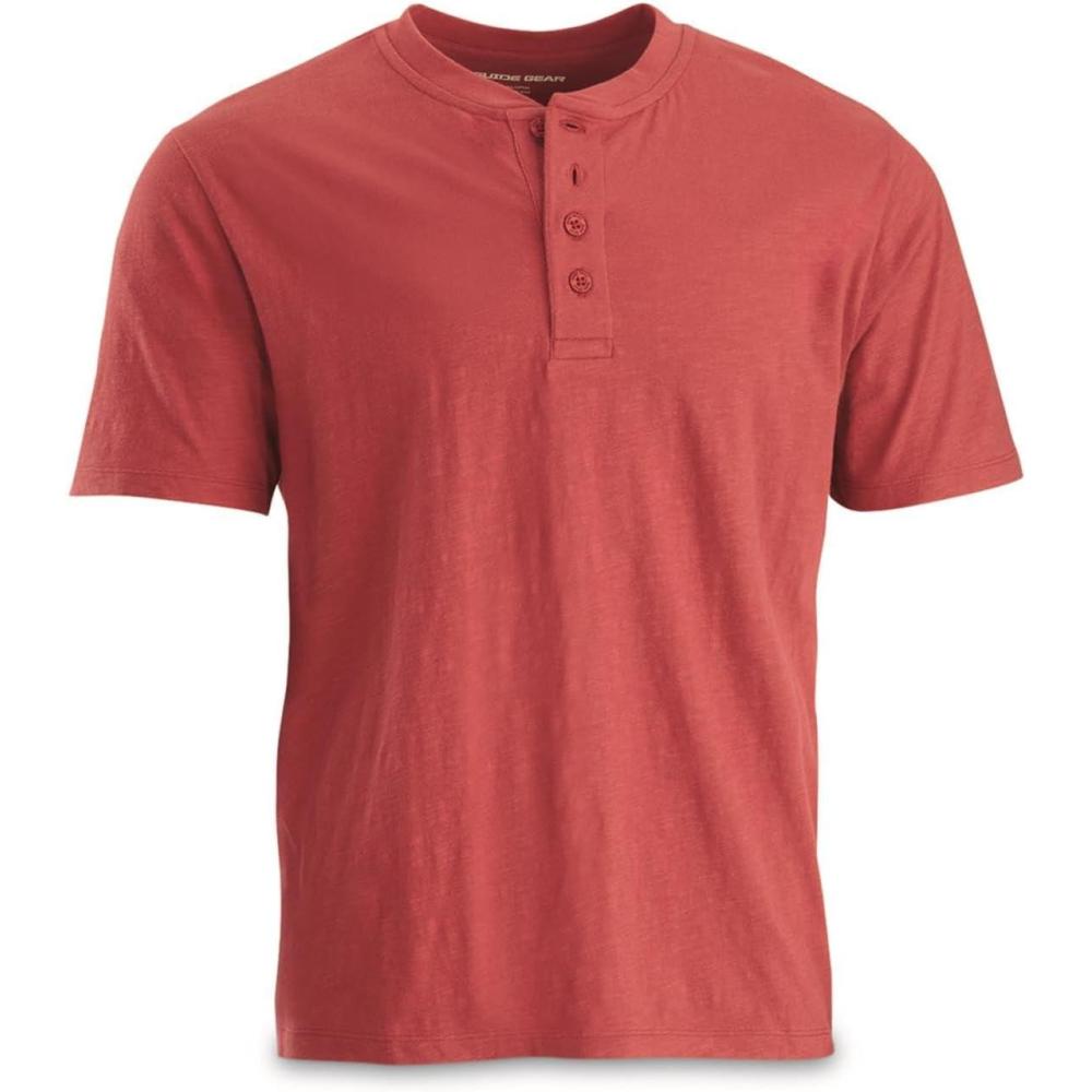 image:imageGuide Gear Mens Henley Short Sleeve Tee Shirt for Casual Outdoor ActivitiesEarth Red