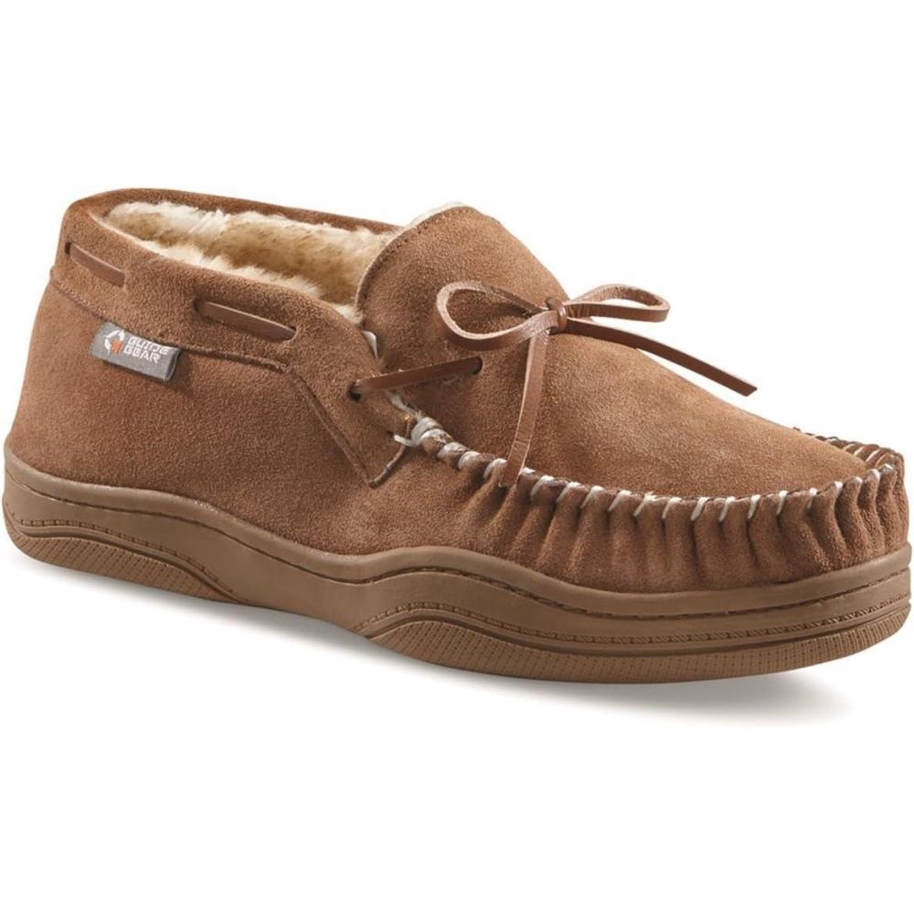 image:imageGuide Gear Mens Moccasin Slippers Suede Chukka Indoor and Outdoor Bedroom House SlippersSpice