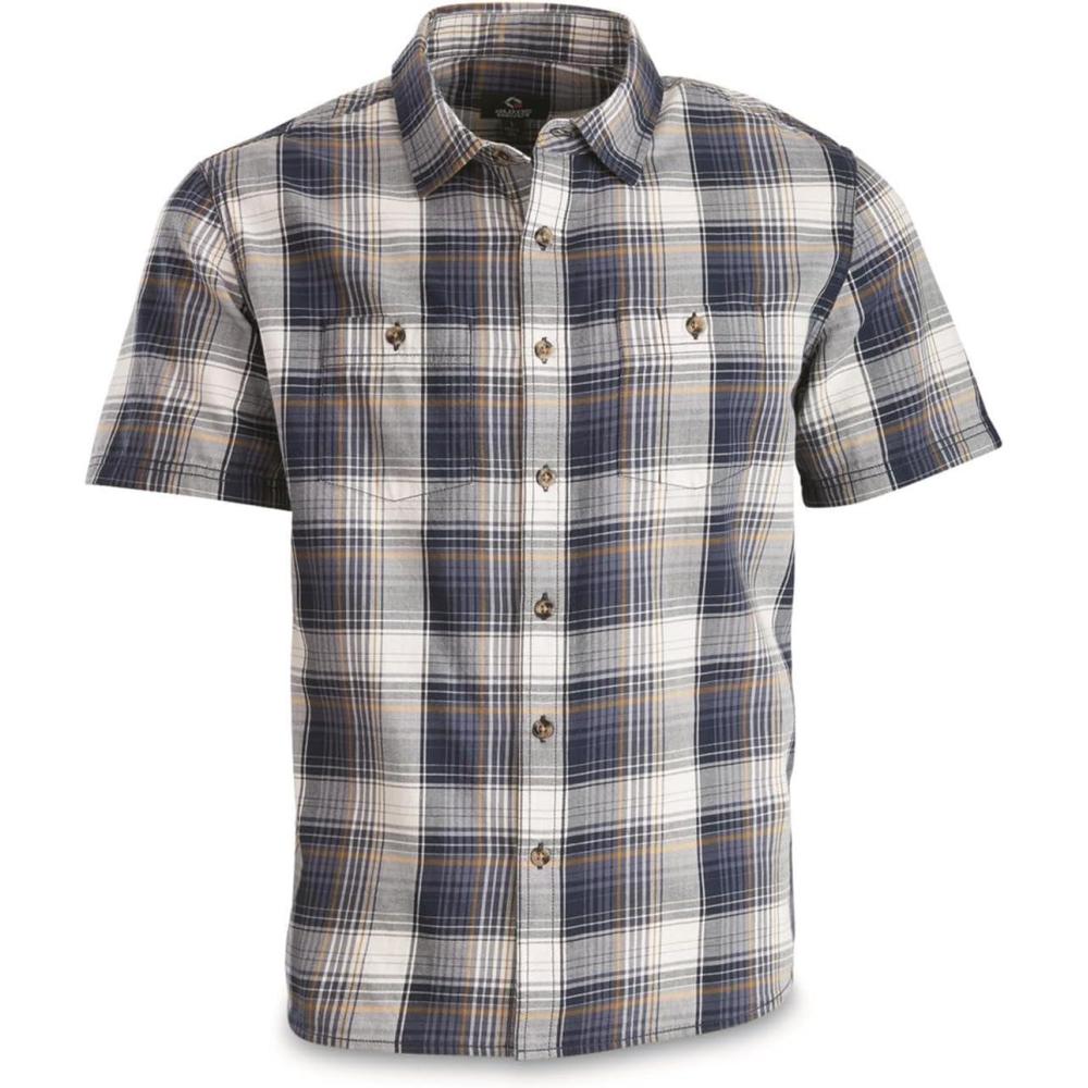 image:imageGuide Gear Mens Plaid Short Sleeve Button Up Shirt for Casual Outdoor ActivitiesIndigo