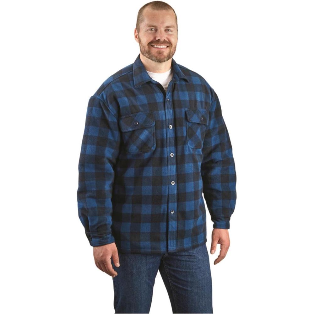 image:imageGuide Gear Mens SherpaLined CPO Shirt Jacket Fleece Long Sleeve Hunting ShirtsSailor BlueNavy Buffalo Plaid