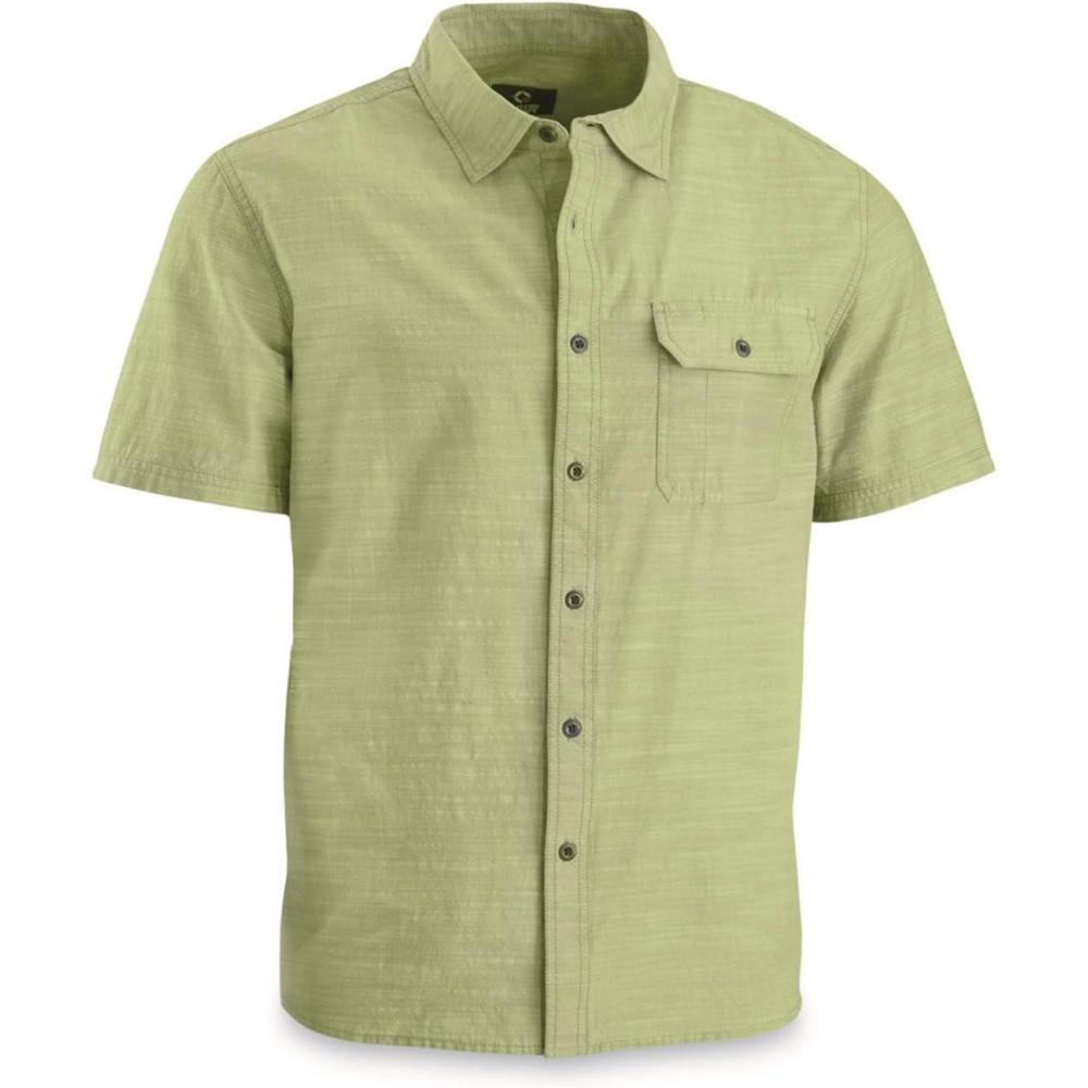 image:imageGuide Gear Mens Solid Short Sleeve Button Up Shirt for Casual Outdoor ActivitiesFern
