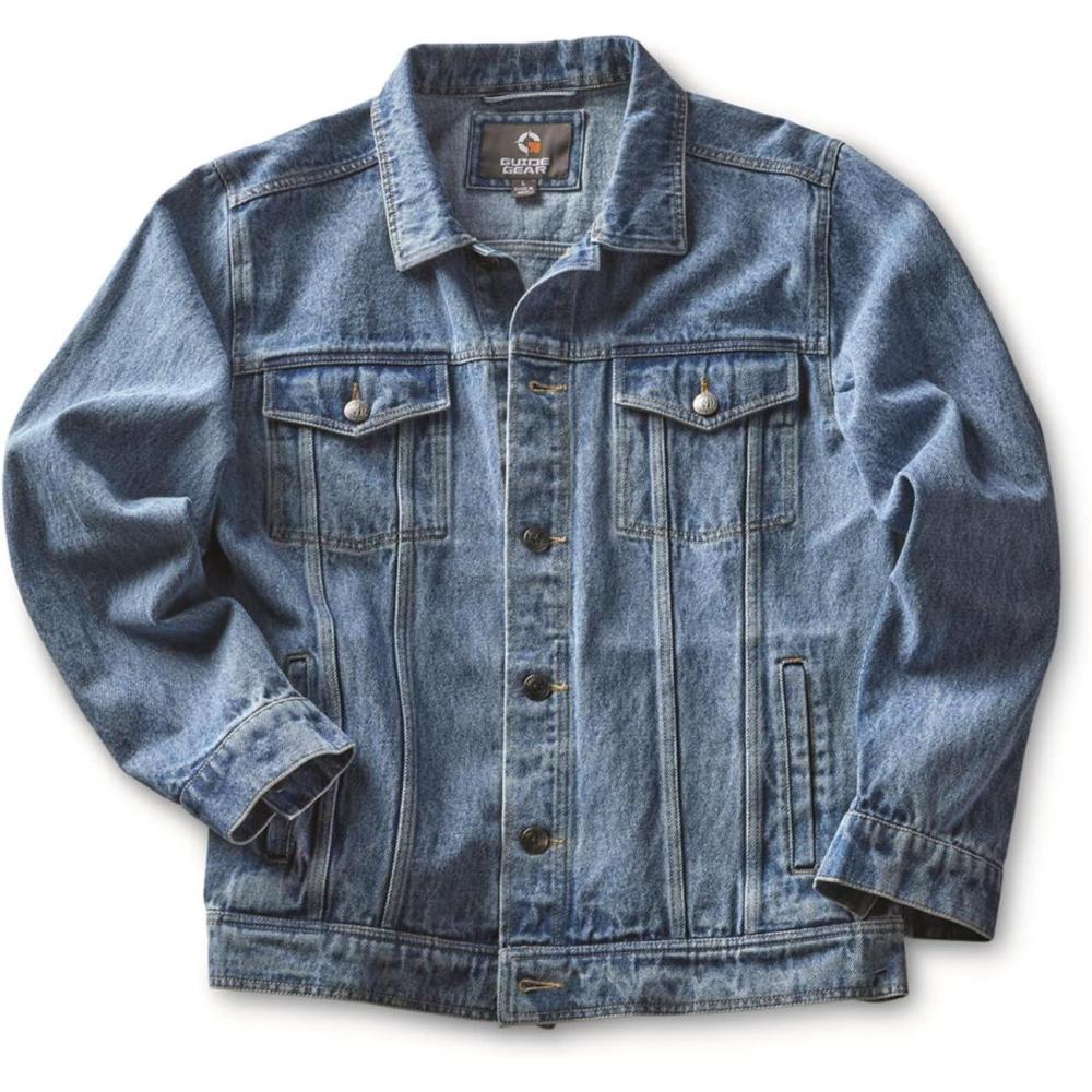 image:imageGuide Gear Mens Unlined Jacket Cotton Button Down Cowboy Jean CoatMedium Stonewash