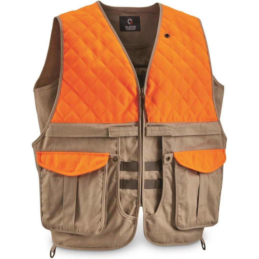 image:imageGuide Gear Mens Upland Vest for Bird Hunting Orange with Back Game PouchKhakiBlaze