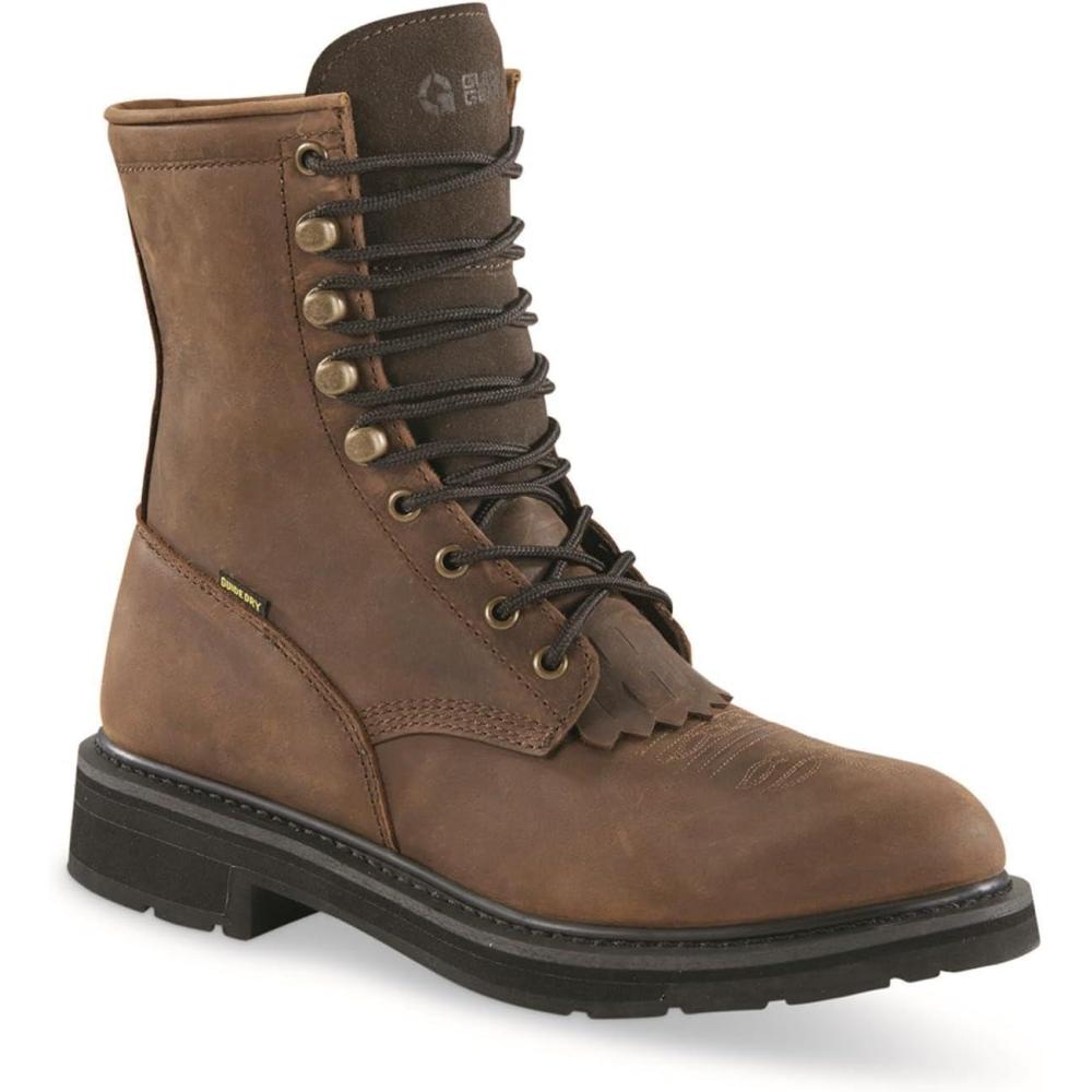 image:imageGuide Gear Mens Western Work 20 LaceUp Waterproof Work Boots Cowboy Rodeo Work Boots Leather Waterproof FootwearDistressed Brown