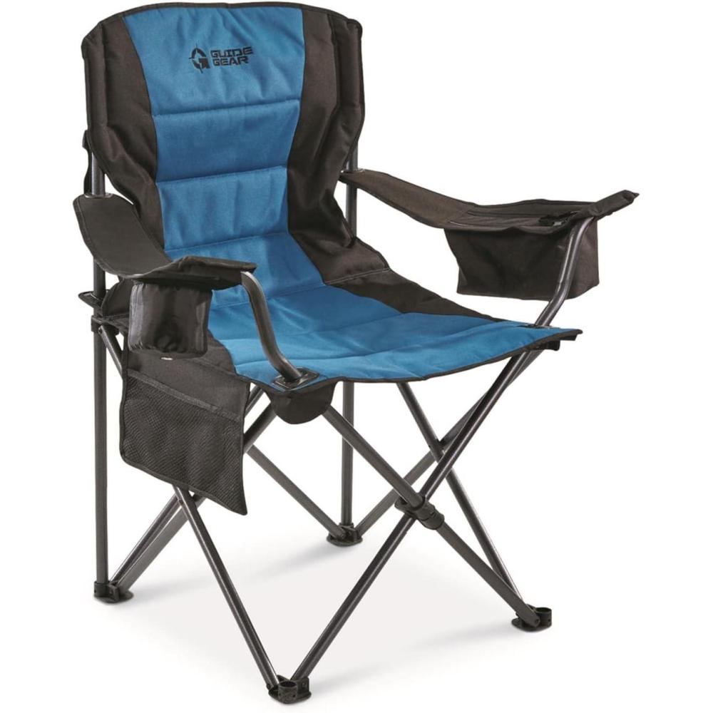 image:imageGuide Gear Oversized Camp Chair Comfy Portable Outdoor Folding 500lb Capacity BlueBlackBlueBlack