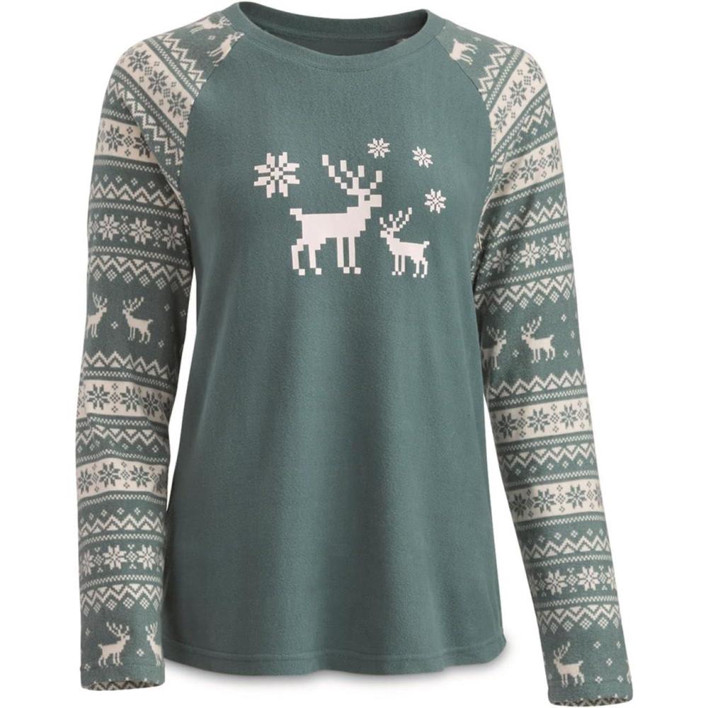 image:imageGuide Gear Womens Pajama for Women Long Sleeve Womens Sleepwear Pajama Shirt for Ladies Loungewear ShirtPine Moose Fairisle