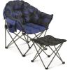 Guide Gear Club Camping Chair, Oversized, Portable, Folding with Padded Seats, 500-lb. Capacity Green Plaid(Blue Plaid)