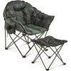 Guide Gear Club Camping Chair, Oversized, Portable, Folding with Padded Seats, 500-lb. Capacity Green Plaid(Green Plaid)
