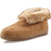 Guide Gear Women’s Suede Wool Roll Bootie Slippers, Warm Cozy Furry Indoor Outdoor Ladies House Shoe(Cinnamon)