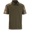 Guide Gear Men’s Camo Detail Polo Shirt; Outdoors Clothing for Hunting, Fishing, Hiking or Working(Olive/Realtree Apx)