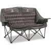 Guide Gear Oversized XL Padded Camping Sofa, Portable, Folding, Large Camp Lounge Couch for Outdoor, Adults, Men and Women, Heavy-Duty 600-lb. Capacity, with Cup Holder Green(Gray Plaid)