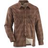 Guide Gear Plaid Sherpa Lined Fleece CPO Long Sleeve Shirt Jacket; for Work, Hunting or Casual Wear for Men(Russet Plaid)