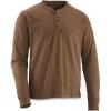 Guide Gear Washed Henley Long-Sleeve Tee; Outdoors Shirt for Camping, Fishing, Hiking or Working(Dark Brown)