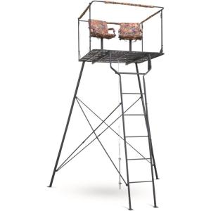 Guide Gear 12′ Hunting Climbing Tree Stand Tower with Ladder, 2 Person Treestand, Hunting Gear, Equipment, and Accessories