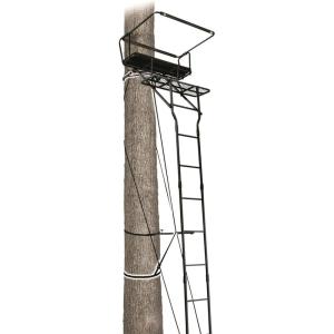 Guide Gear 15’ Double Shot Two-Person Ladder Tree Stand with Grip Jaw System; Portable, Hunting Deer Season