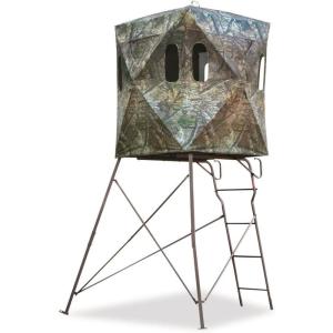 Guide Gear 6 Foot Tripod Hunting Tower Blind, 2-Man Stand Elevated, Hunting Gear Equipment Accessories, 4 by 4(Realtree APX)