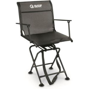 Guide Gear Big Boy Hunting Blind Chair with Armrests, Portable Folding Seat for Shooting, Comfortable Spin Swivel, 500-lb. Capacity