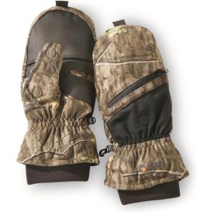 Guide Gear Brushed Tricot Insulated Pop-Top Mittens; Winter Hunting Camo Gloves(Mossy Oak Roots)