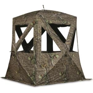 Guide Gear Flare XL Tall Hunting Ground Blind, See-Through, 360 View, 2-3 Person Pop-up Tent, Turkey, Duck, Deer Hunting Gear Equipment Accessories(Mossy Oak Country Roots)