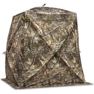 Guide Gear Flare XL Tall Hunting Ground Blind, See-Through, 360 View, 2-3 Person Pop-up Tent, Turkey, Duck, Deer Hunting Gear Equipment Accessories(Realtree APX)