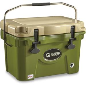 Guide Gear Insulated Hard Cooler, for Outdoor, Camping, Hunting, Keep Beverages and Drinks Chilled, Dry-Ice Compatible, Made in USA(Tan/Green)