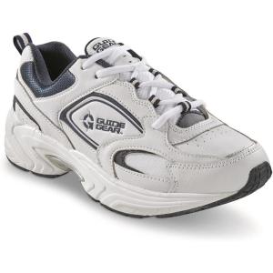 Guide Gear Lace Up Walking Shoes for Men, Comfortable Shoes for Work, Casual Working(White/Navy)