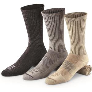 Guide Gear Lightweight Performance Crew Socks for Men and Women, Outdoor, Hiking, Running, Walking, Trekking, Sports, 3 Pairs(Black/Gray/Oatmeal)