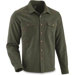 Guide Gear Long Sleeve Cotton Chamois Shirt; for Working, Hunting or Casual Wear for Men(Rifle Green)