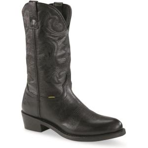 Guide Gear Men’s 12” Western 2.0 Waterproof Boots; Cowboy Rodeo Work Boots Leather Waterproof Footwear(Black)
