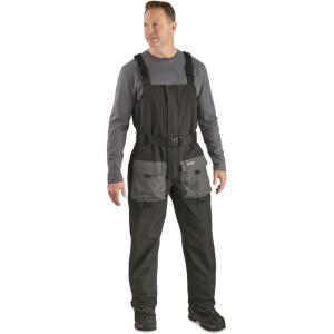 Guide Gear Men’s Barrier Unlined Bibs Fishing Pants, Breathable Waterproof and Heavy Duty(Black/Gray)