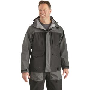 Guide Gear Men’s Barrier Unlined Parka Fishing Jacket, Breathable Waterproof and Heavy Duty(Black/Gray)