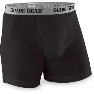 Guide Gear Mens Boxer Shorts Cotton Underwear Briefs 6 Pack with Elastic Waistband(Black)