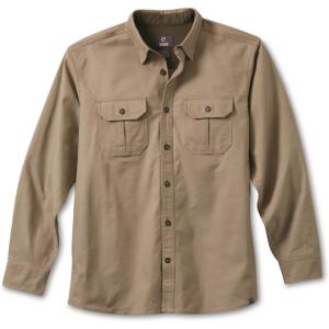 Guide Gear Men’s Casual Button Down Shirt, Long Sleeve, Work, Camping, Sportsman’s Flex Canvas(Khaki)