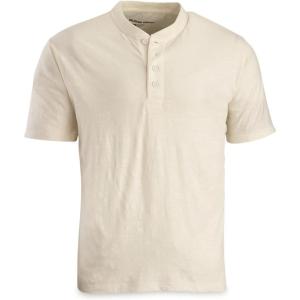 Guide Gear Men’s Henley Short Sleeve Tee Shirt; for Casual Outdoor Activities(Eggshell)