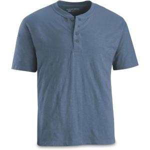 Guide Gear Men’s Henley Short Sleeve Tee Shirt; for Casual Outdoor Activities(Ocean Blue)