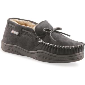 Guide Gear Men’s Moccasin Slippers Suede Chukka, Indoor and Outdoor Bedroom House Slippers(Charcoal)