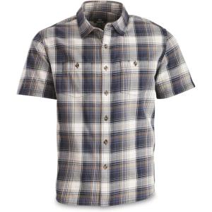 Guide Gear Men’s Plaid Short Sleeve Button Up Shirt; for Casual Outdoor Activities(Indigo)