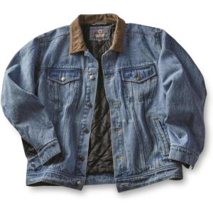 Guide Gear Men’s Quilt-Lined Denim Jacket 2.0; Cotton Button Down Cowboy Jean Coat(Medium Stonewash)