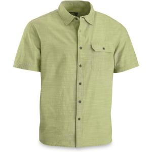 Guide Gear Men’s Solid Short Sleeve Button Up Shirt; for Casual Outdoor Activities(Fern)